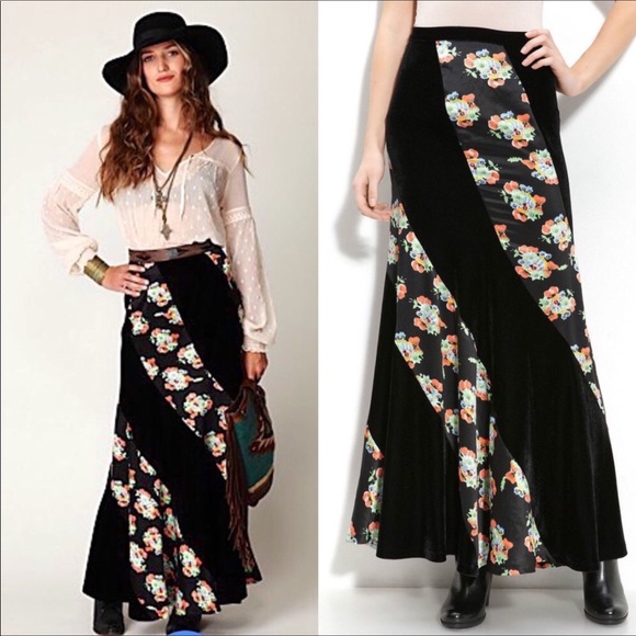Free People Dresses & Skirts - Free People Twisted Velvet Maxi Skirt— worn once